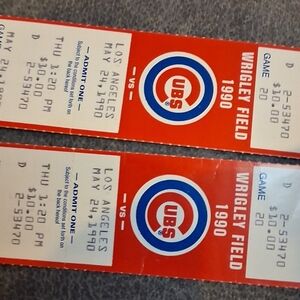 1990 Wrigley Field Tickets - Red